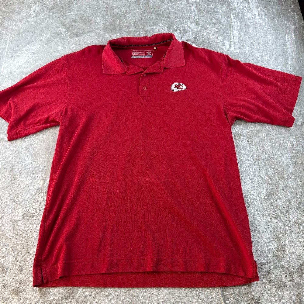 Cutter & Buck Kansas City Chiefs Polo Shirt Mens XL Red CB DryTec Short Sleeve‎